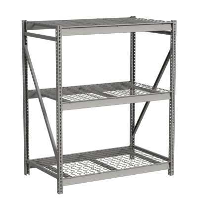 Republic Bulk Storage Rack With Wire Decking 3 Level Starter Angle View Republic Bulk Storage Rack With Wire Decking 3 Level Starter Angle View